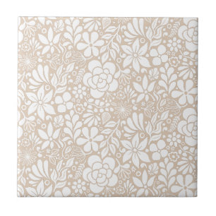 Azulejo Jardín de Flores y Hojas Silvestres en Negrita L b