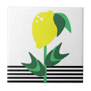 Azulejo Jardín de Frutas de Limón Rayas de Planta  
