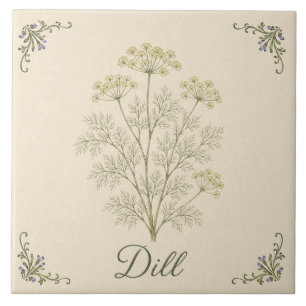 Azulejo Jardín de hierbas culinarias de Dill botánico vint