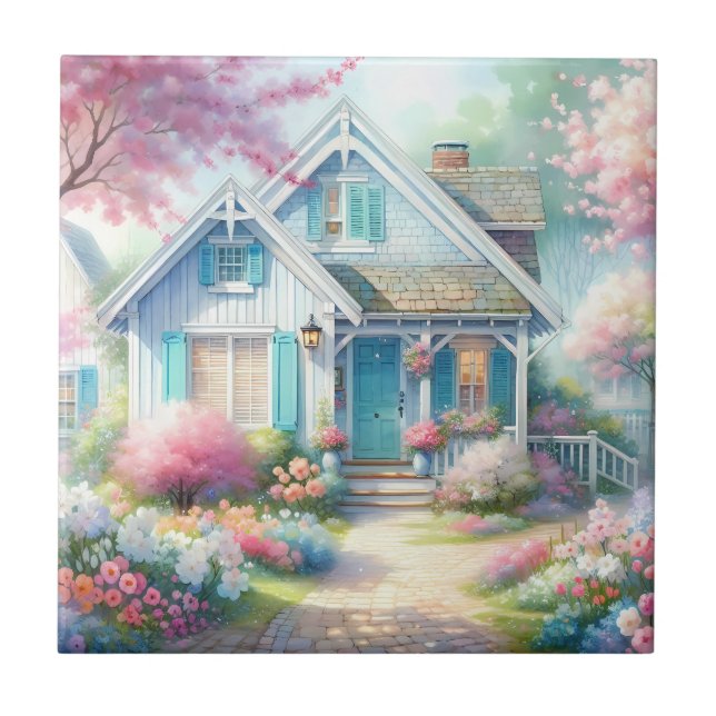 Azulejo Jardín de la Casa Azul de Blossom Lane (Frente)