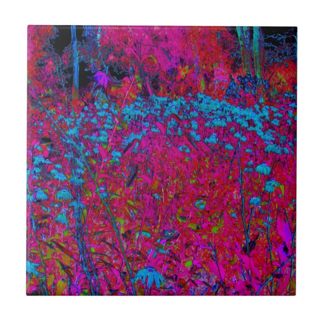 Azulejo Jardín de Magenta de Flores Psicodélico Lirio Púrp (Frente)