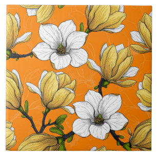 Azulejo Jardín de magnolia en amarillo