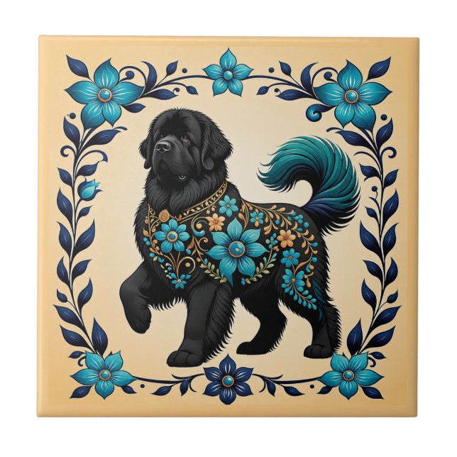 Azulejo Jardín de Medianoche Newfie (Frente)