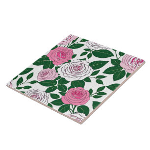 Azulejo Jardín de Rosas Arte de Línea Negrita