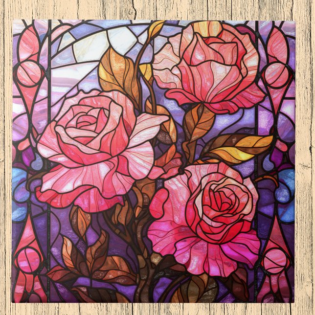 Azulejo Jardín de Rosas Rosadas con Aspecto de Vidrio Empl (Subido por el creador)