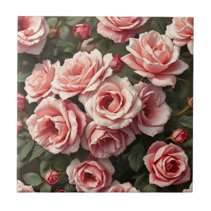 Azulejo Jardín de Rosas Rosadas y Melancólicas