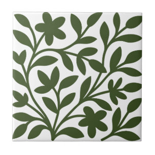 Azulejo Jardín de Zarcillos Verde Hiedra Floral Hojas