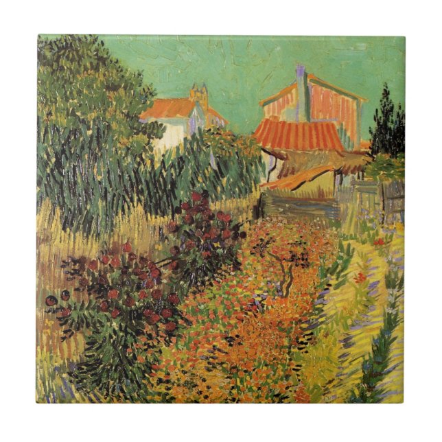 Azulejo Jardín detrás de una casa de Vincent van Gogh (Frente)