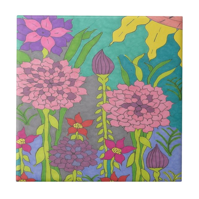 Azulejo Jardín floral de primavera (Frente)