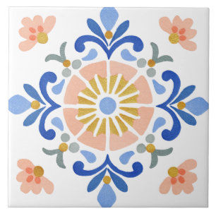 Azulejo Jardín Folclórico Acuarela