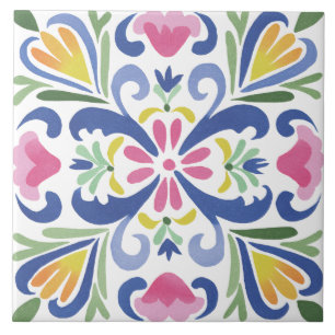 Azulejo Jardín Folclórico Acuarela