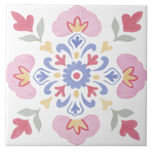 Azulejo Jardín Folclórico Acuarela