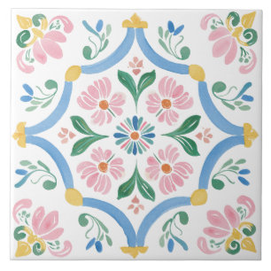 Azulejo Jardín Folclórico Acuarela