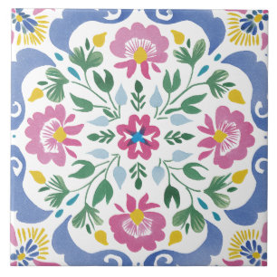 Azulejo Jardín Folclórico Acuarela