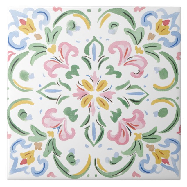 Azulejo Jardín Folclórico Acuarela (Frente)