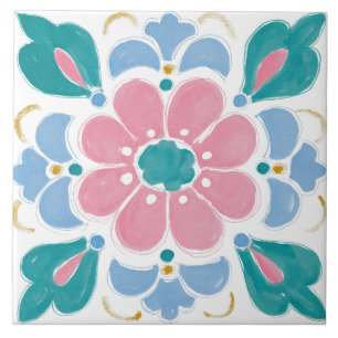 Azulejo Jardín Folclórico Acuarela