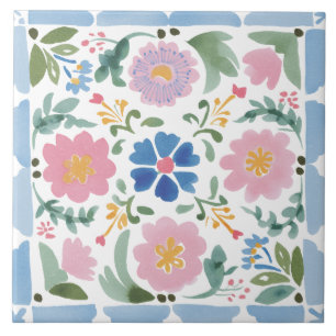 Azulejo Jardín Folclórico Acuarela