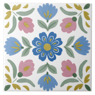 Azulejo Jardín Folclórico Acuarela