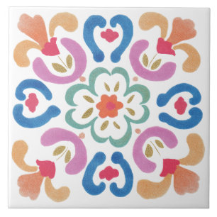 Azulejo Jardín Folclórico Acuarela