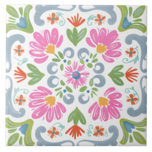 Azulejo Jardín Folclórico Acuarela