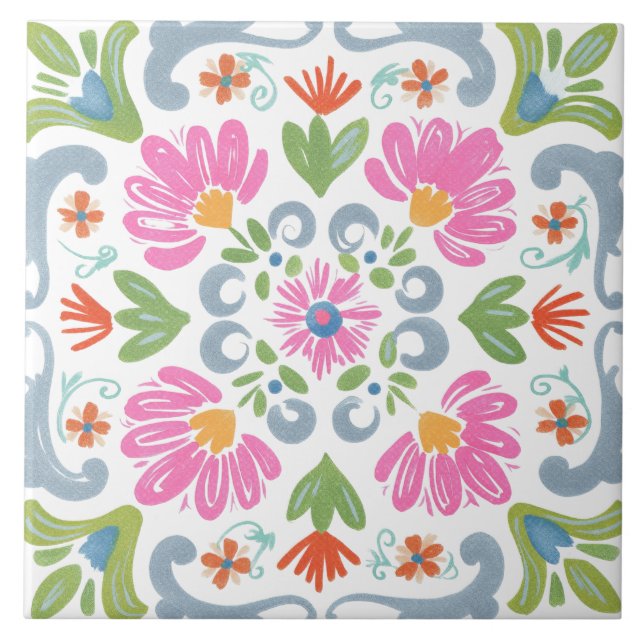 Azulejo Jardín Folclórico Acuarela (Frente)