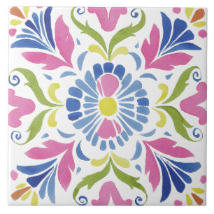 Azulejo Jardín Folclórico Acuarela