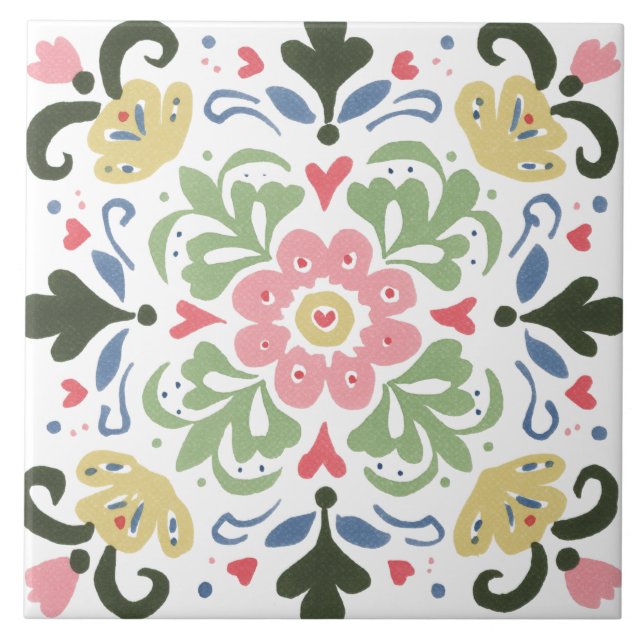 Azulejo Jardín Folk Acuarela (Frente)