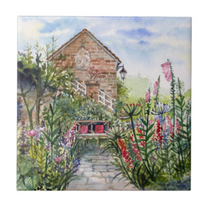 Azulejo Jardín inglés de flores silvestres de verano en Yo