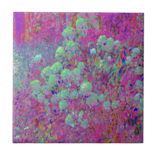 Azulejo Jardín Magenta con Flores de Hortensias Acuáticas