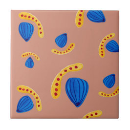 Azulejo Jardín Minimalista Abstracto en Tonos Tierra