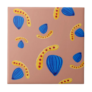 Azulejo Jardín Minimalista Abstracto en Tonos Tierra