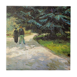 Azulejo Jardín público con pareja por Vincent van Gogh