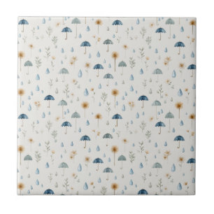 Azulejo Jardín Sereno Floral Patrón de Lluvia (12)