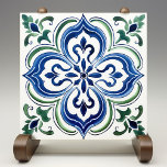 Azulejo Jardín siciliano color de agua azul verde<br><div class="desc">El Sicilian Garden Ceramic Print Tile ofrece la vitalidad de la cerámica italiana en su casa con su diseño elaborado y colorido. Una exuberante exposición de flores y follajes irradia desde el motivo central, con audaces azules, verdes y toques de amarillo creando un patrón cautivador. Esta impresión de azulejos es...</div>