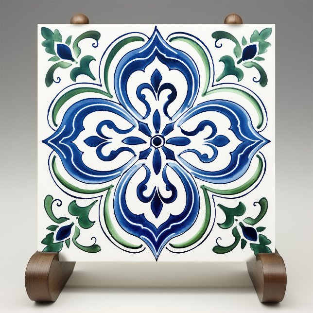 Azulejo Jardín siciliano color de agua azul verde (Subido por el creador)