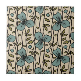 Azulejo Jardín vertical floreciente Flores azules Verde az