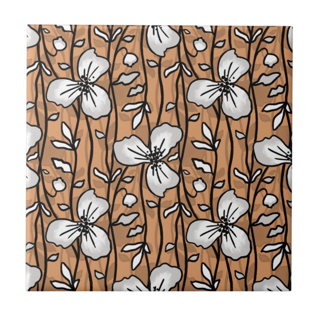 Azulejo Jardín vertical floreciente Flores blancas delgada (Frente)