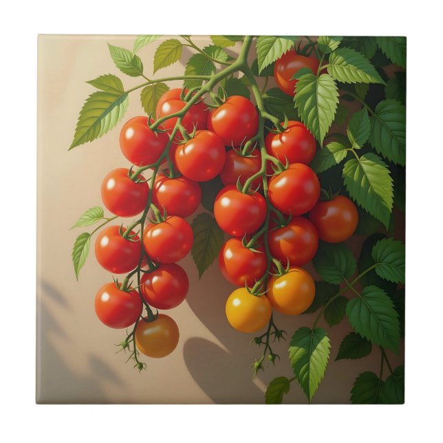 Azulejo Jardinería de plantas de tomate con vibraciones de (Frente)