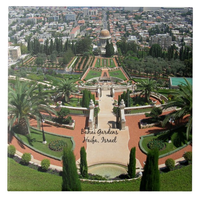Azulejo Jardines Bahai en Haifa, Israel (Frente)