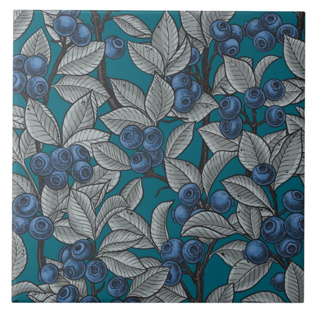 Azulejo Jardines de arándano azul y gris (Frente)
