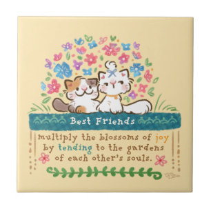 Azulejo Jardines de Mejores Amigos - Gatos Paisley y Migno