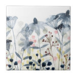 Azulejo Jardines en capas - Flores acuáticas<br><div class="desc">Jardines en capas II por Grace Popp. Cuenta con un jardín de flores acuáticas en tonos grises y azules.</div>