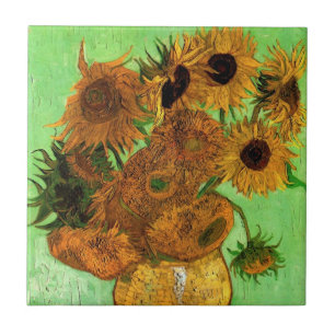 Azulejo Jarrón con doce girasoles por Vincent van Gogh