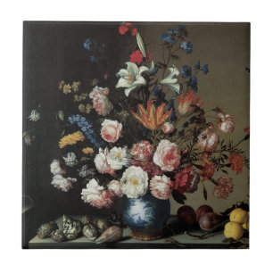 Azulejo Jarrón de flores junto a una ventana, Balthasar va