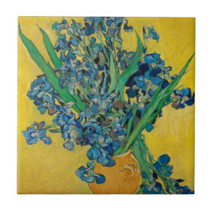 Azulejo Jarrón Van Gogh con Iris Clasicismo Impresionista