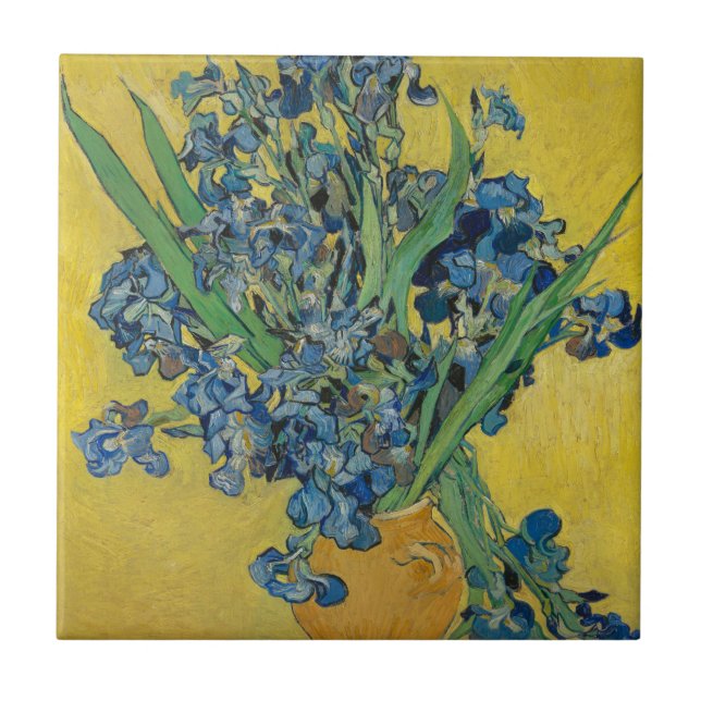 Azulejo Jarrón Van Gogh con Iris Clasicismo Impresionista (Frente)