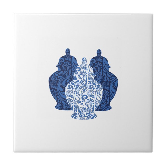 Azulejo Jarrones de jengibre alforja azul/tela cerámica bl (Frente)