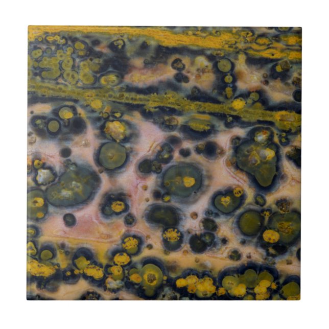 Azulejo Jasper de Océano con manchas amarillas (Frente)