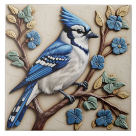 Azulejo Jay Azul - Mosaico De Cerámica De Arte Y Artesanía