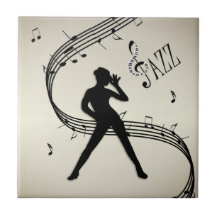 Azulejo Jazz Dance Golden Ceramic Tile
